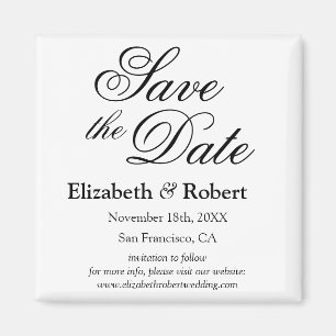 Minimalist Flemish Elegant Script Save the Date Magnet
