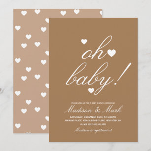 Minimalist Floating Hearts  Baby Shower Earthy  Invitation