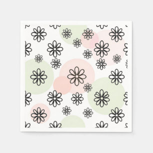 Minimalist Floral Background with Geometric Flower Napkin