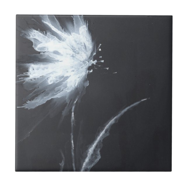 Minimalist Floral Black and White Tile (Front)