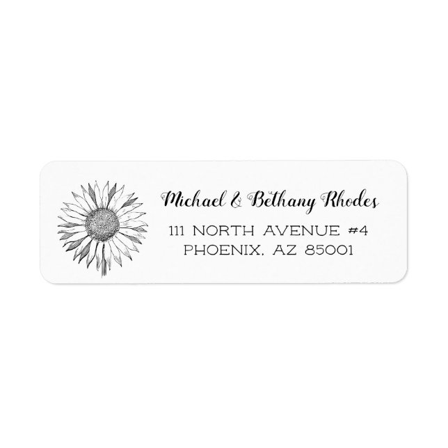 Minimalist Floral Black & White Sunflower (Front)