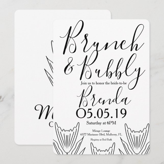 Minimalist Floral Botany  Flower Line Art Wedding Invitation (Front/Back)