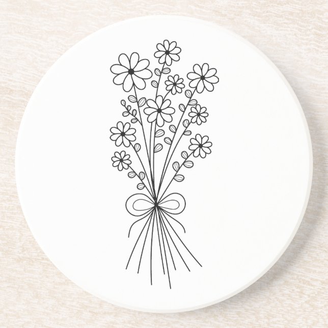 Minimalist Floral Bouquet Coaster (Front)