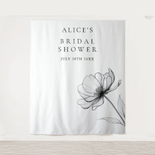 Minimalist Floral Bridal Shower Photo Backdrop Tapestry