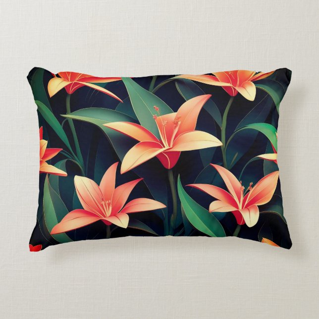 Minimalist Floral Charm Seamless Pattern Accent Pillow (Front)