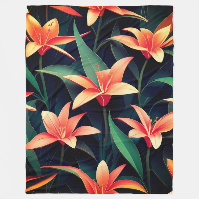 Minimalist Floral Charm Seamless Pattern Fleece Blanket (Front)