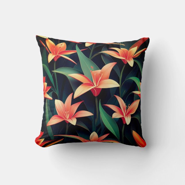 Minimalist Floral Charm Seamless Pattern Throw Pillow (Front)