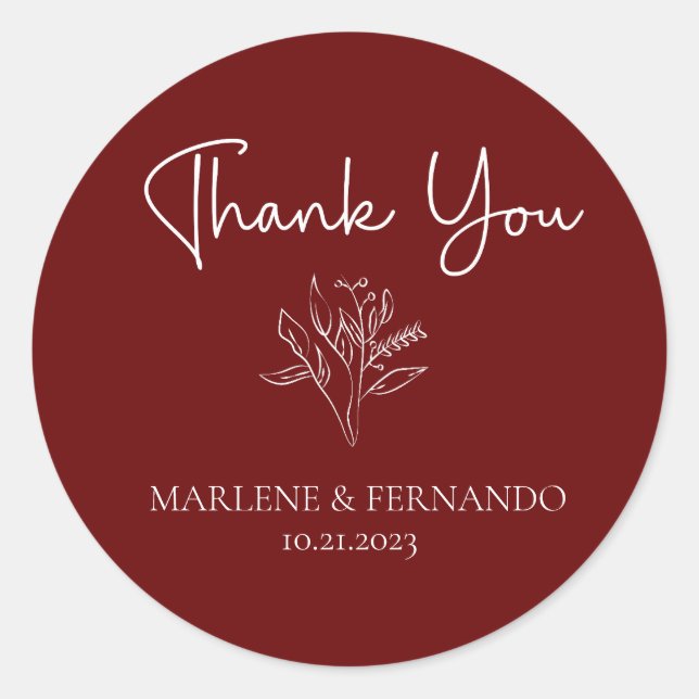 Minimalist Floral Classic Round Sticker (Front)