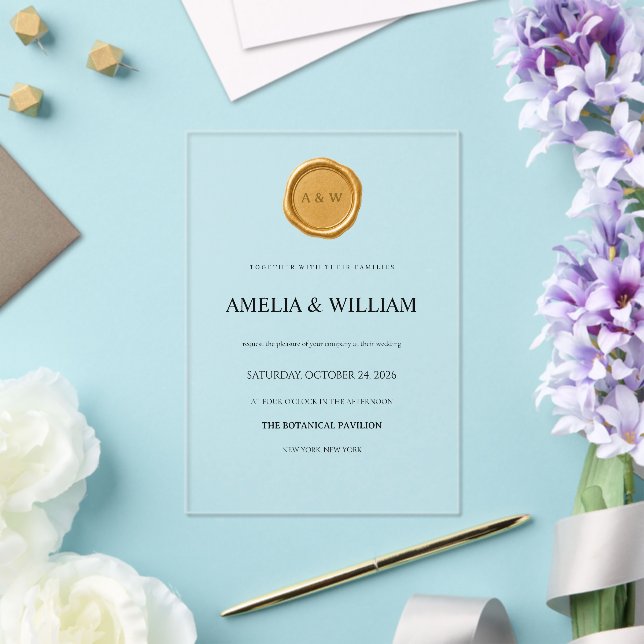 Minimalist Floral Clear Acrylic Wedding Invitation (Insitu (Wedding))