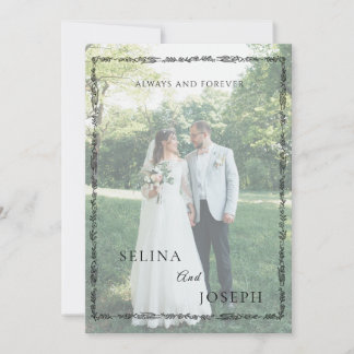 Minimalist Floral Elegant Full Photo Wedding Invitation