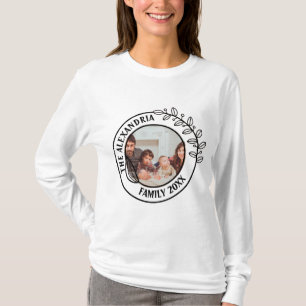 Minimalist Floral Family Monogram Photo T-Shirt