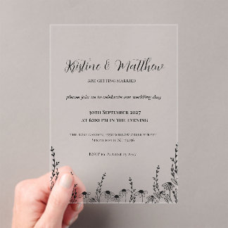Minimalist Floral Garden Wedding Invitation