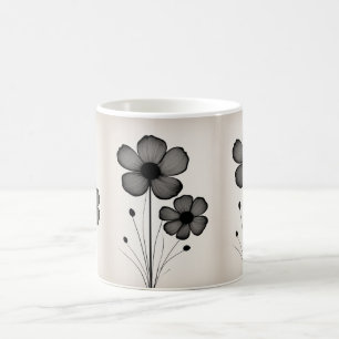 Minimalist Floral Ink: Abstract Black Mug