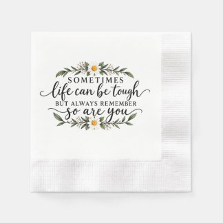 Minimalist Floral Inspirational Quote Design Napkin