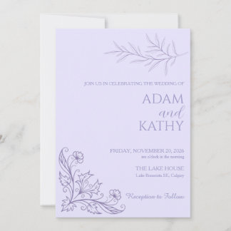 Minimalist Floral Lavender Wedding Invitation