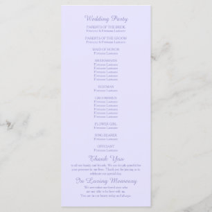 Minimalist Floral Lavender Wedding Program