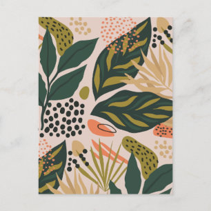 Minimalist floral leaf  holiday postcard