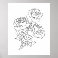 Minimalist Floral Line Art Drawing
