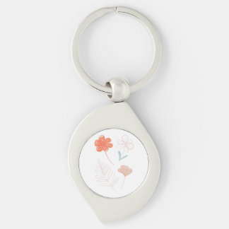 Minimalist Floral Line Art Keychain