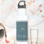 Minimalist Floral Line Art Zen Coastal Blue Ivory 710 Ml Water Bottle<br><div class="desc">Stay hydrated in style with this coastal blue and ivory stainless steel bottle from the Floral Zen Line Art Collection. The delicate botanical line art and crisp stripes are printed on both sides for a balanced, modern look. Personalize this durable piece with your name to create a truly unique reflection...</div>