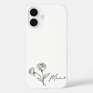 Minimalist Floral Mom Gift With Heart iPhone 16 Case