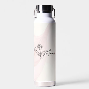 Minimalist Floral Mom Gift With Heart Water Bottle