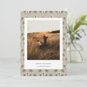 Minimalist Floral Pattern Frame Christmas Card