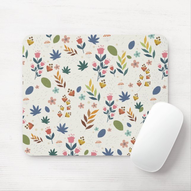 Minimalist Floral Pattern Mouse Pad (With Mouse)