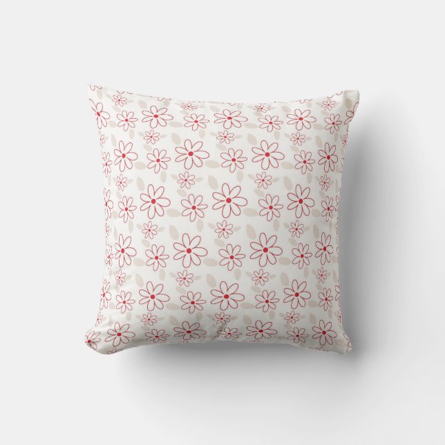 Minimalist Floral Pattern Throw Pillow (Front)