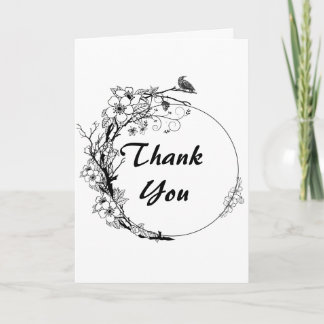 Minimalist Floral | Personalized Black and White Card