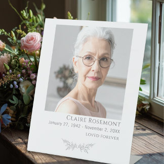 Minimalist Floral Photo Funeral Pedestal Sign