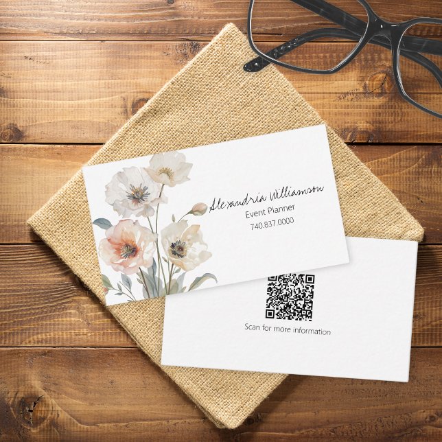 Minimalist Floral QR Code Business Card (Creator Uploaded)