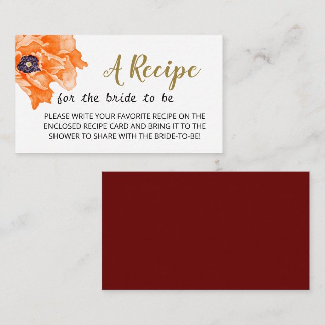 Minimalist Floral Recipe for the  Enclosure Card (Front/Back)