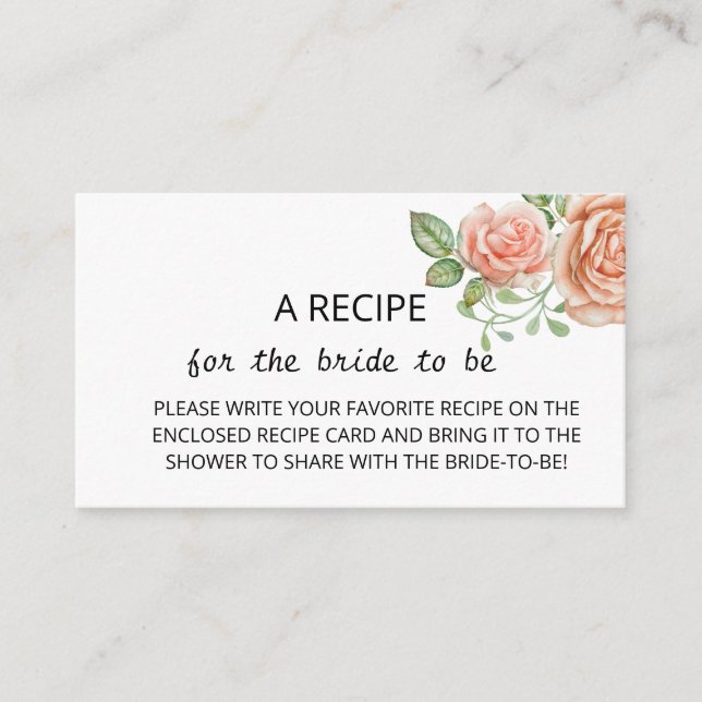 Minimalist Floral Recipe for the  Enclosure Card  (Front)