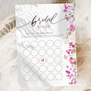 Minimalist Floral Rubies Bridal Bingo Game