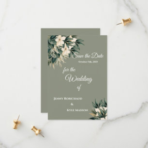 Minimalist Floral Sage Green Save The Date