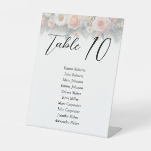 Minimalist Floral Script Wedding Seating Plan Pedestal Sign