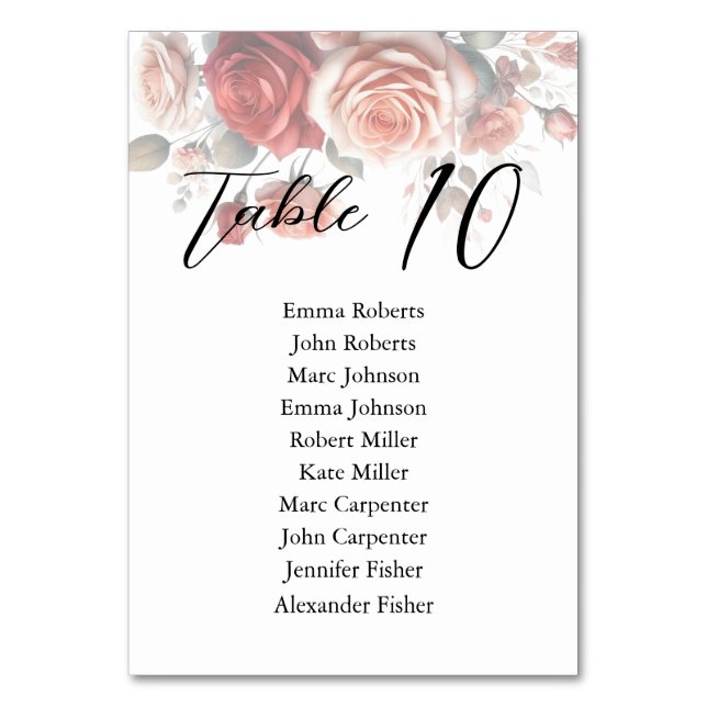 Minimalist Floral Script Wedding Seating Plan Table Number (Front)