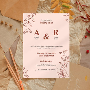 Minimalist Floral Simple Wedding Invitation