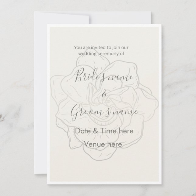 Minimalist Floral Sketch Wedding Invitation  (Front)