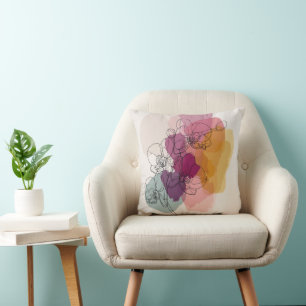 Minimalist Floral Throw Pillow – Modern