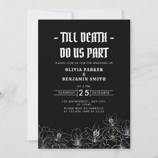 Minimalist Floral Till Death Do Us Part Wedding Invitation