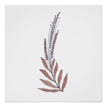 Minimalist Floral Wall Art in Soft & Plum Hue