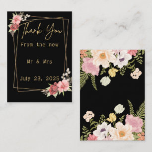Minimalist Floral Wedding   Black & White Elegant  Card