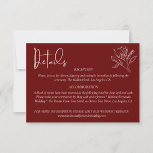 Minimalist Floral Wedding Details Card