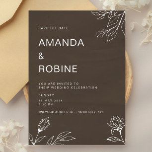Minimalist Floral Wedding Invitation