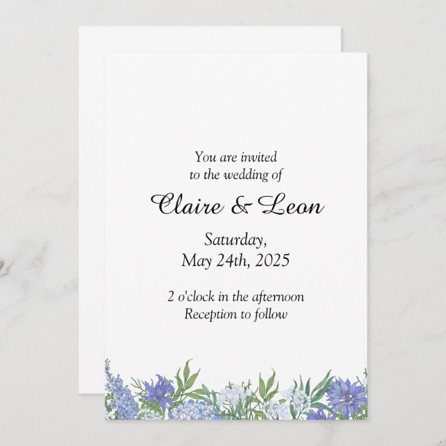 Minimalist Floral Wedding Invitation (Front/Back)