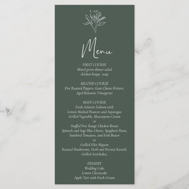 Minimalist Floral Wedding Menu (Front)