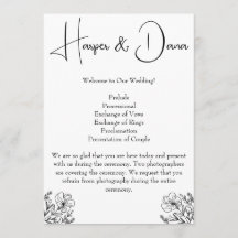 Minimalist Floral Wedding Program