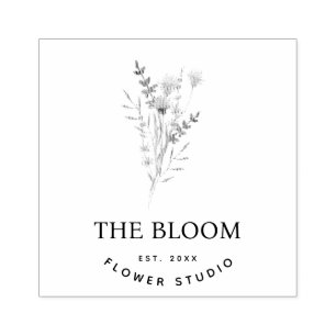 Minimalist Florist Flower Rubber Stamp